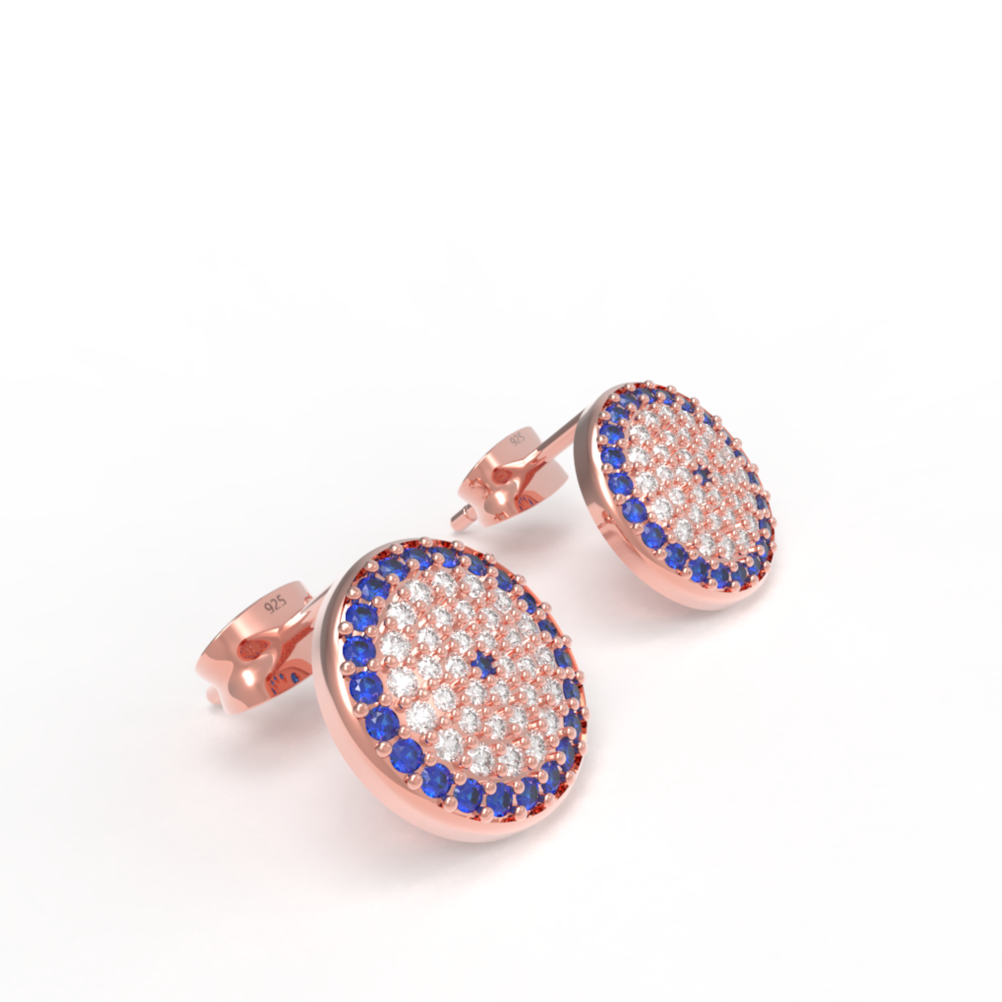 Handcrafted Evil Eye Round Statement Stud Earrings, Hallmarked 925 Sterling Silver